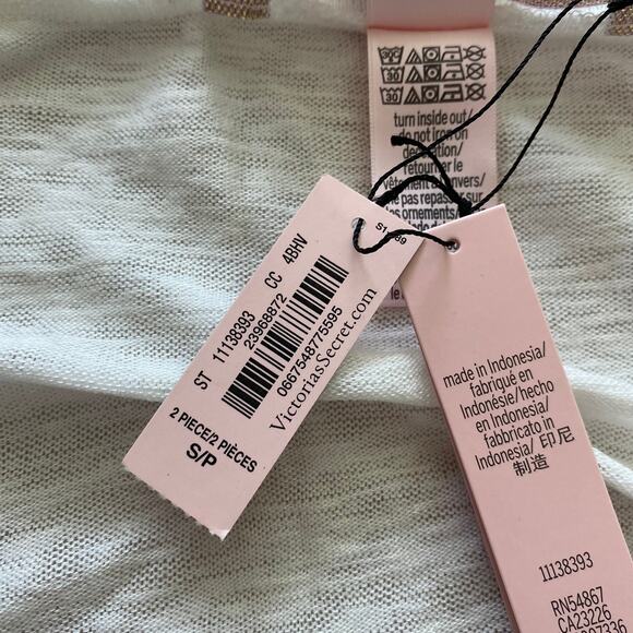 Victoria's Secret NWT Bombshell Long Sleeve Shirt Size Small White Burnout Pink - Picture 5 of 7